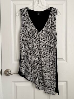 White House Black Market Black Sleeveless V-Neck Top